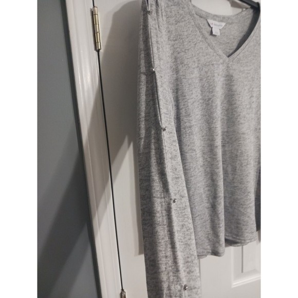 NWT Women's Liz Claiborne Long Sleeve V-Neck Cold Shoulder Top Blouse Size L... - Picture 4 of 6